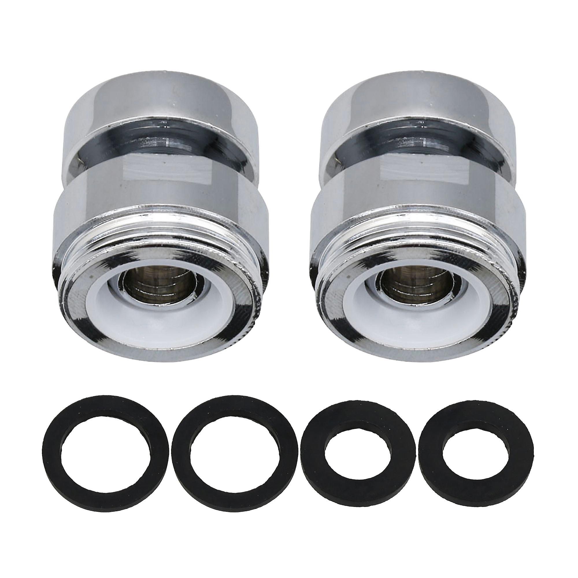 2Pcs Swivel Faucet Garden Hose Adapter Kit w/ Gaskets 20 to 22mm Silver