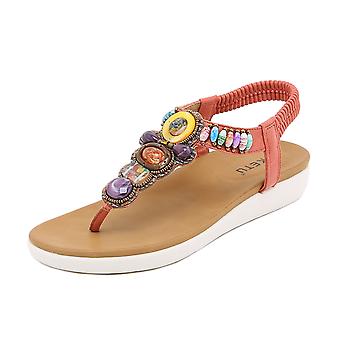 Women's Shoes Summer Beach Flat Shoes Bohemia Retro Beaded Sandals Flip-Flops 168-3