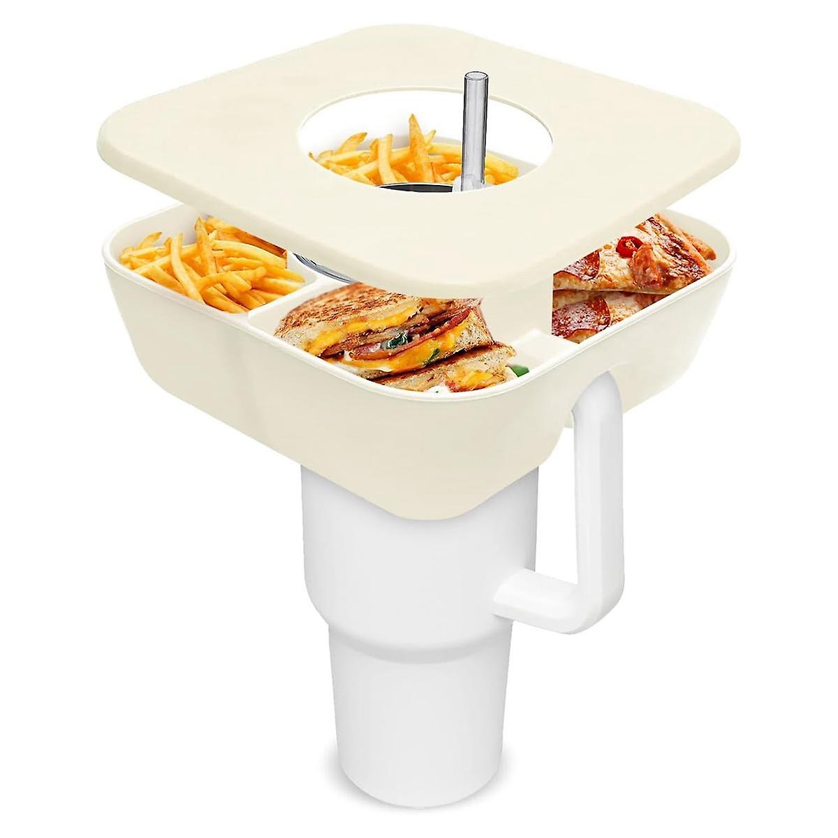 Snack Bowl for with Cover, Reusable Snack Ring for 40 Oz with Handle, Snack Tray for