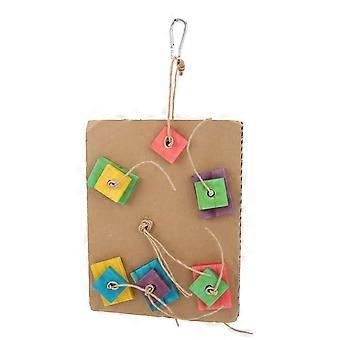 Parrot Chewing Toy Hanging Parrot Cardboard Gnawing Toy with Colorful Wooden BlocksM