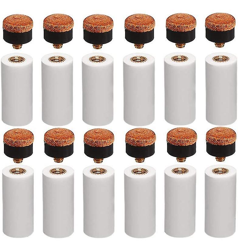 12 ensembles 12mm Billiard Pool Cue Tips Brass Screw Replacement Tips avec Pool Cue Ferrule pour Snooker