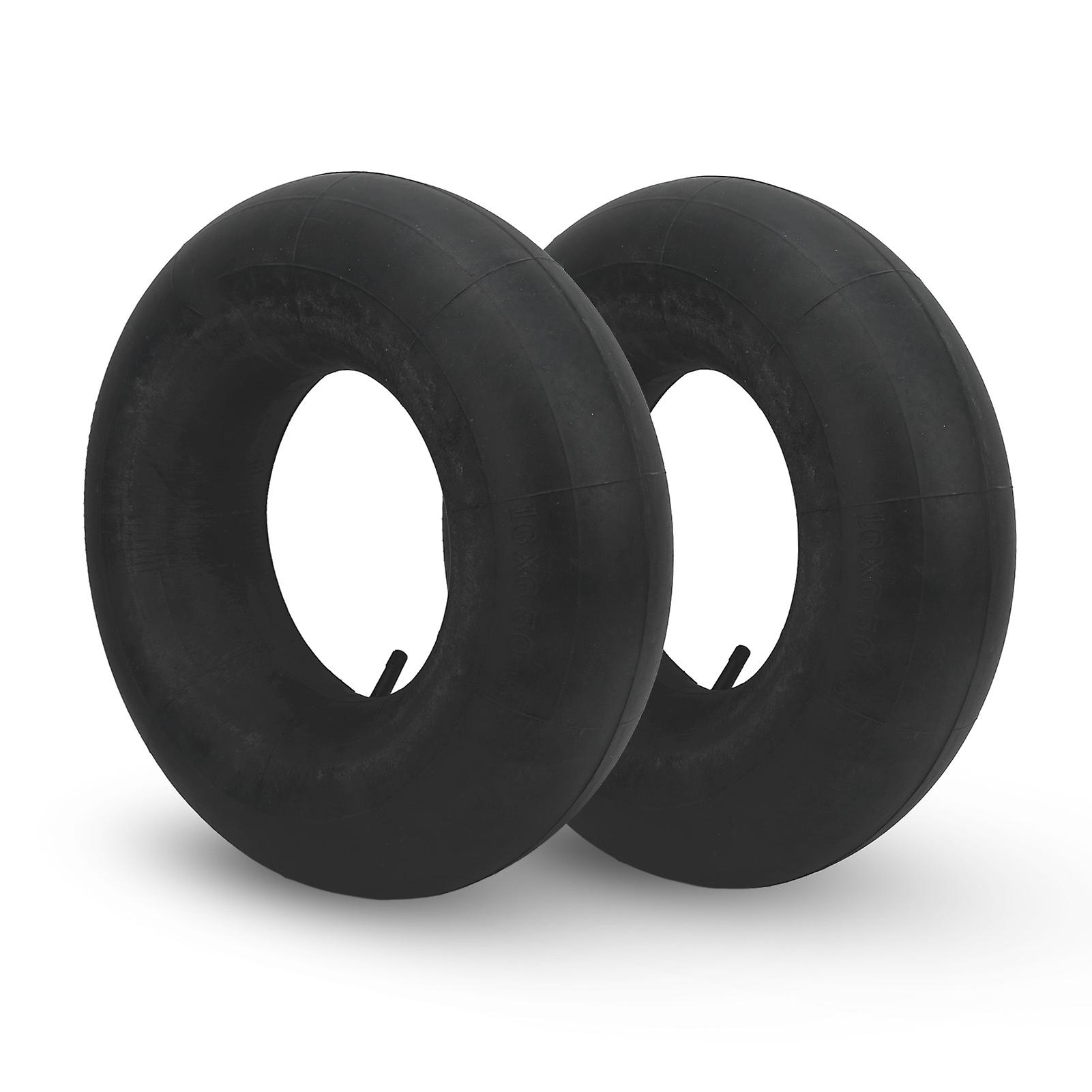 2 Pack 16 x 6.50 to 8.0 Inner Tubes with TR13 Straight Valve, Rubber Replacement for John Deere Lawn Mower, Go Kart