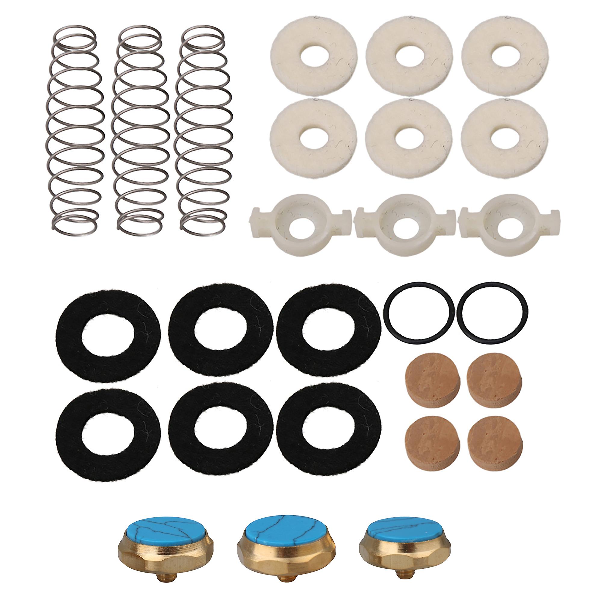 Trumpet Valve Cork Pad Blue Turquoise Inlay Finger Buttons Piston Spring