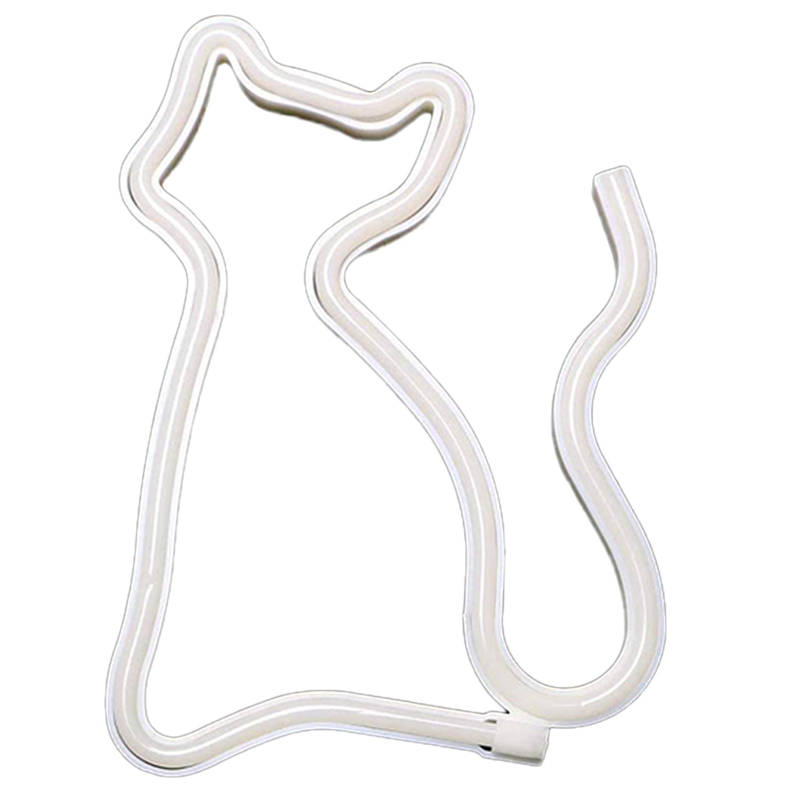 Cute Cat Shape Neon Sign USB/Battery Powered Always on Hanging Home Atmosphere Decoration LED Night