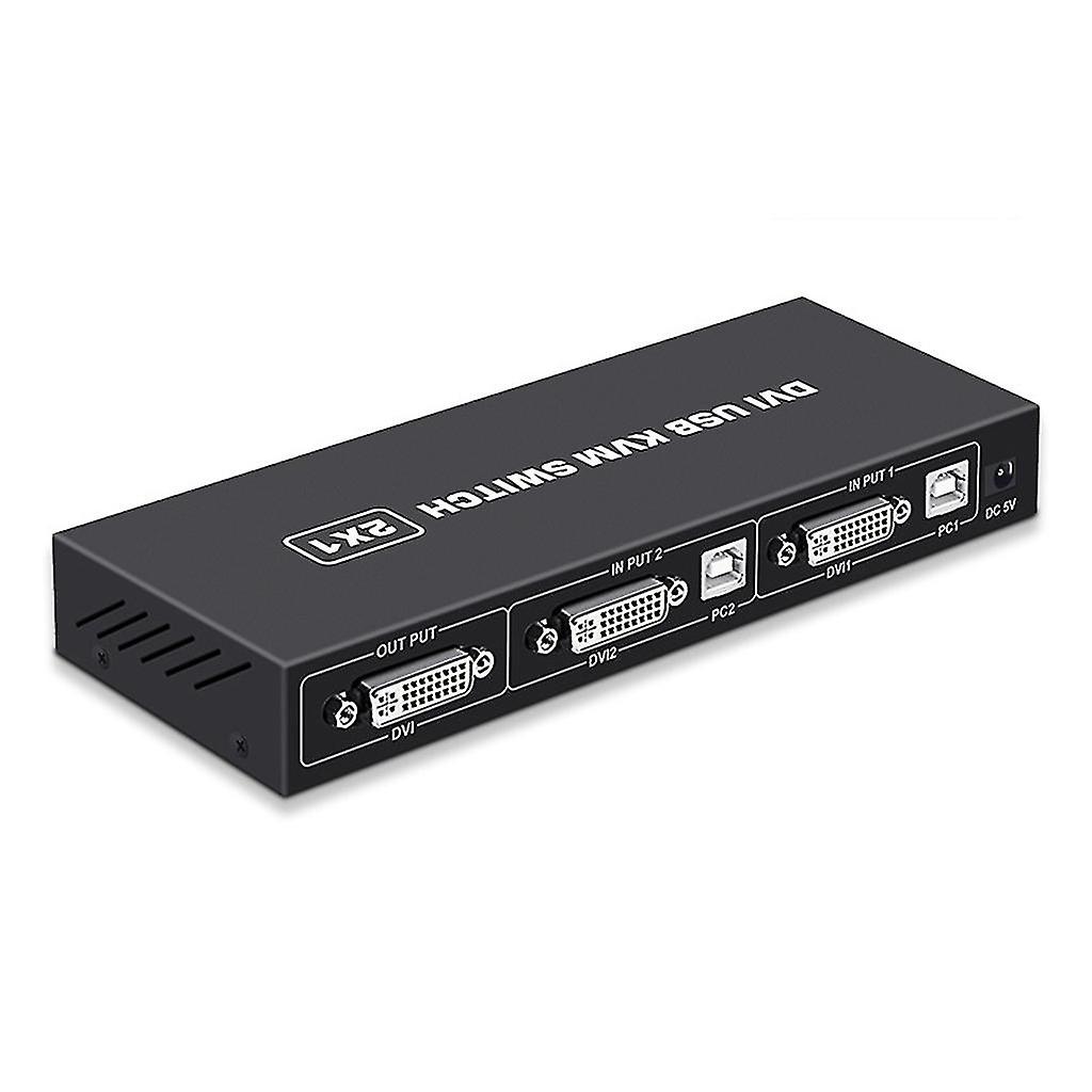 Dvi Kvm Printer Sharing Switch Usb Hub 2 In 1 Out Kvm Docking Station Adapter