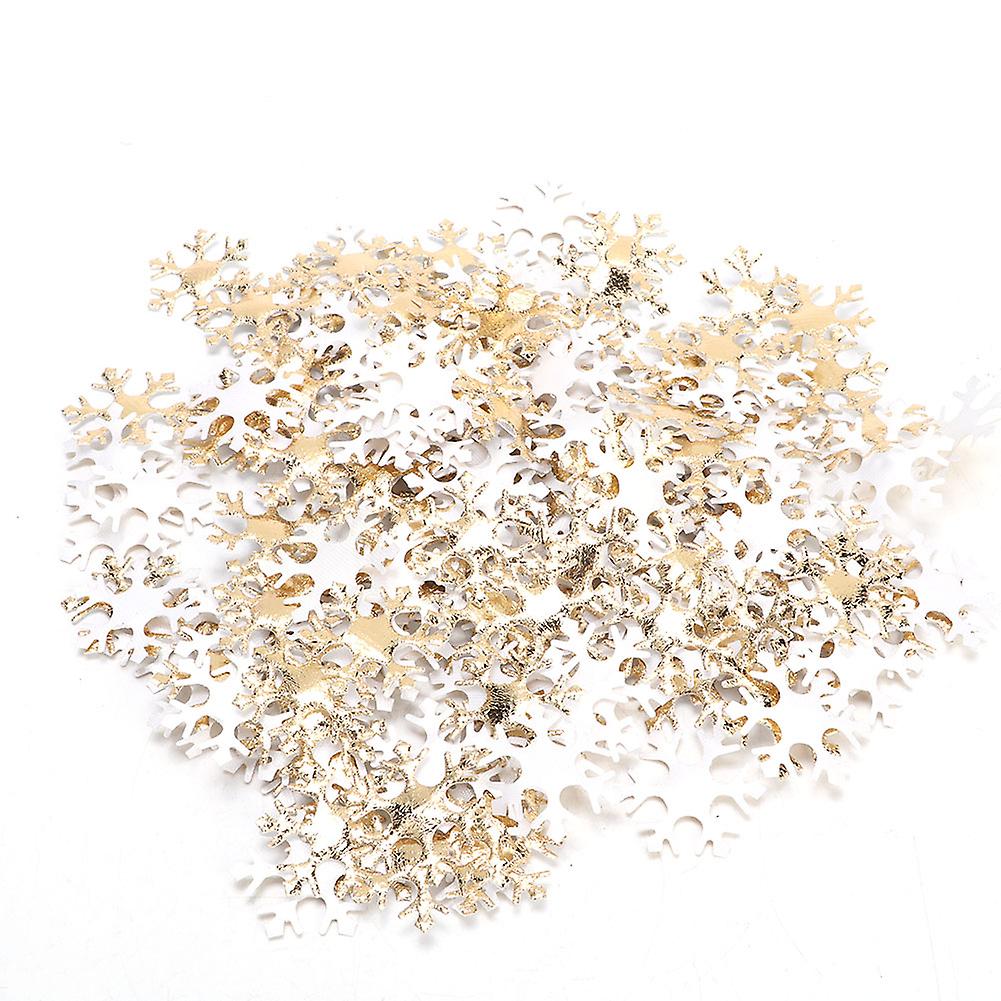 Lot de 200 confettis flocons de neige en tissu non tissé pour décoration de fête de Noël (doré)