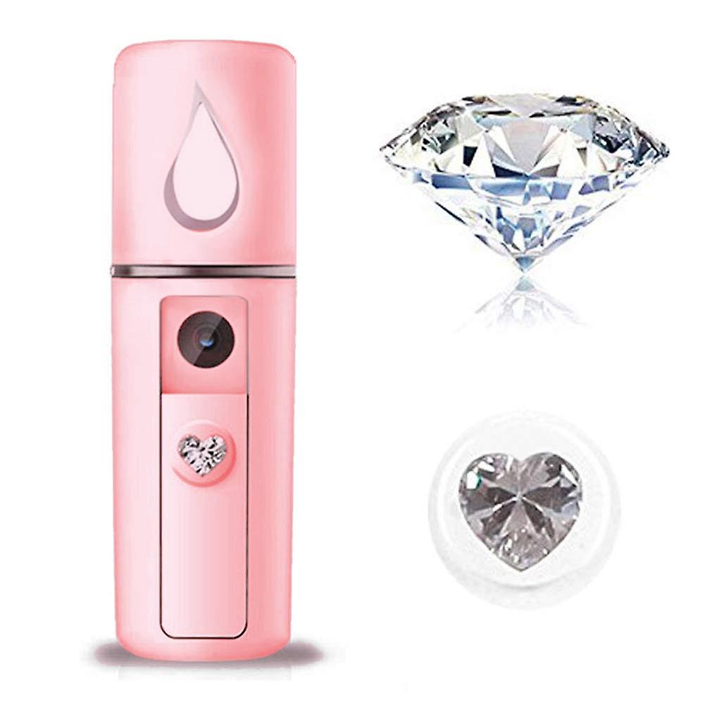 Nano Facial Steamer Mist Spray Eyelash Extensions Pore Cleansing Water SPA Hydrating Hydrating Face Sprayer USB Rechargeable Mini Beauty Device (Pink)