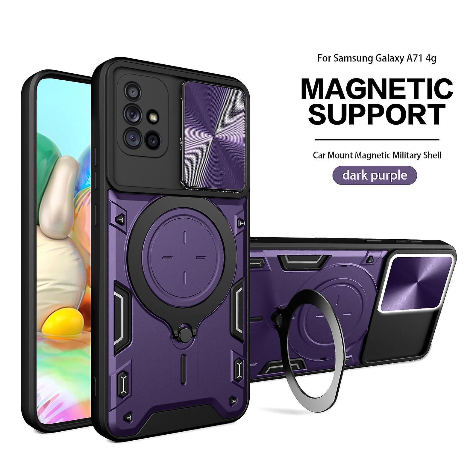 Magnetic Phone case For Samsung A71 4G, Slide Camera Lens Protection and Built in 360 Rotatable Ring Holder