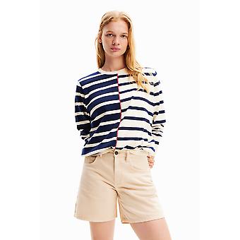 Desigual Tula Pull marin à rayures mixtes bleu marine crème 24SWJF12