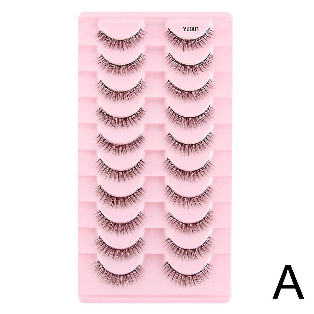 10pairs Transparent Stem Fake Eyelashes, Simulating Natural Curling