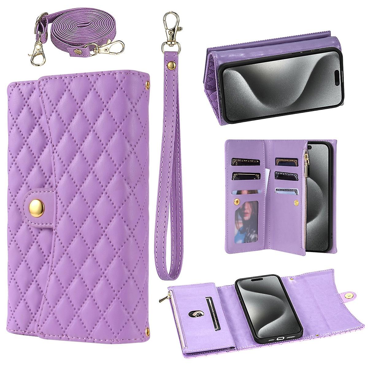 Bks-002 Compatible with Iphone 15 Cell Phone Case 7 Card Slots Crossbody Leather Cover