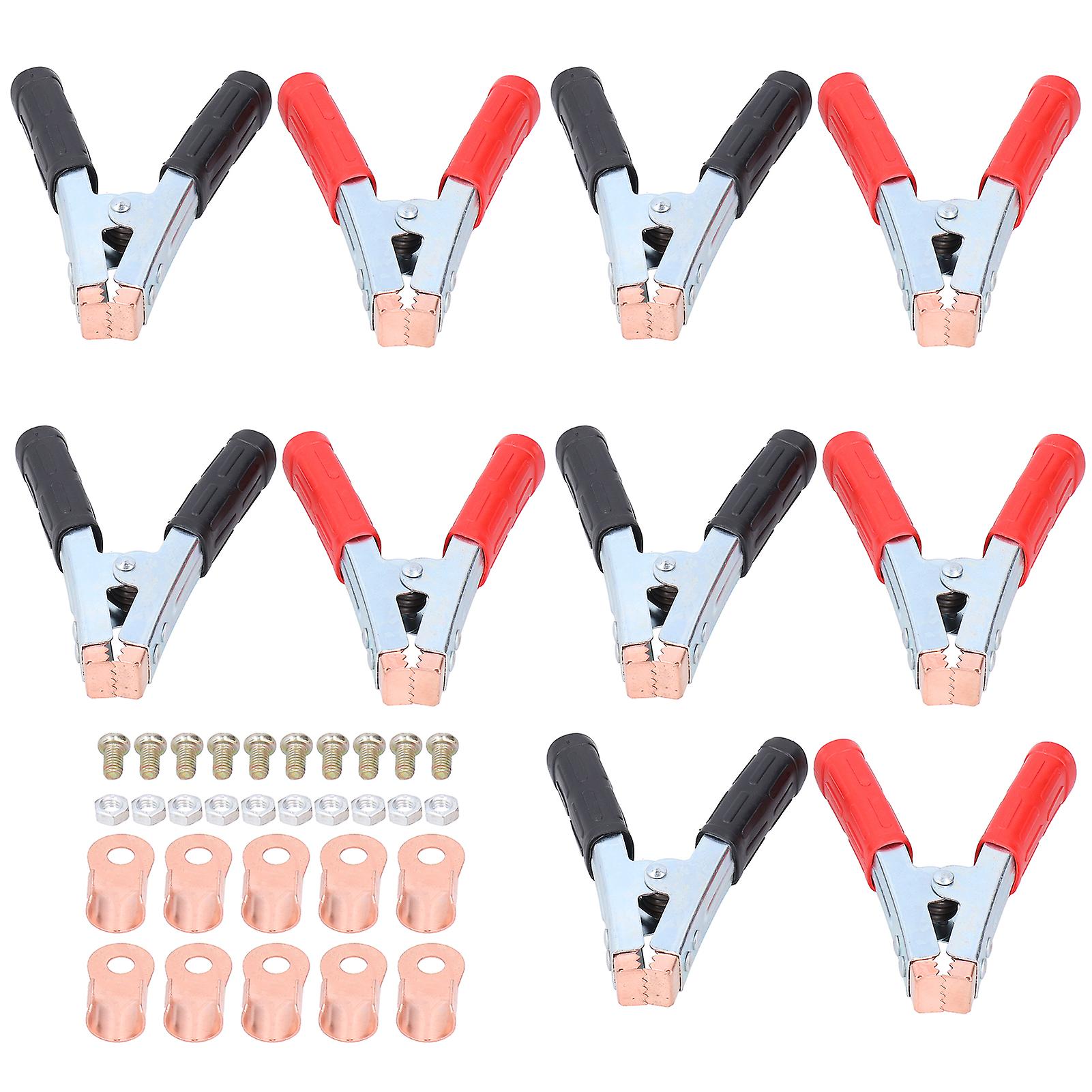 5Pair Welding Ground Clamp Battery Charging Connector 500A Battery Charging Clips W/Wire End