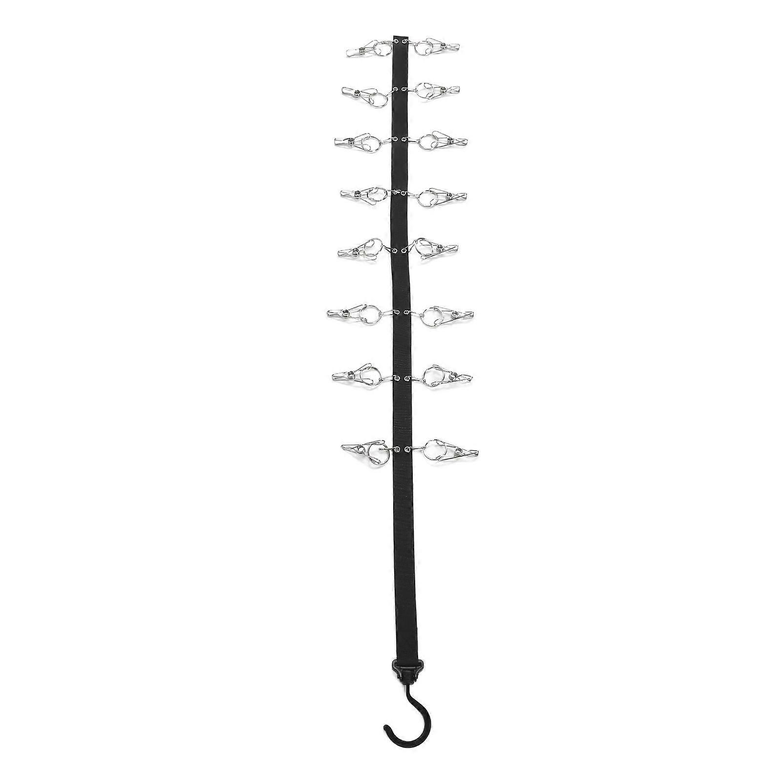 Door Hat Rack 16 Clips Rotatable Rustproof Windproof Portable Hat Organizer Strap for Clothes Socks