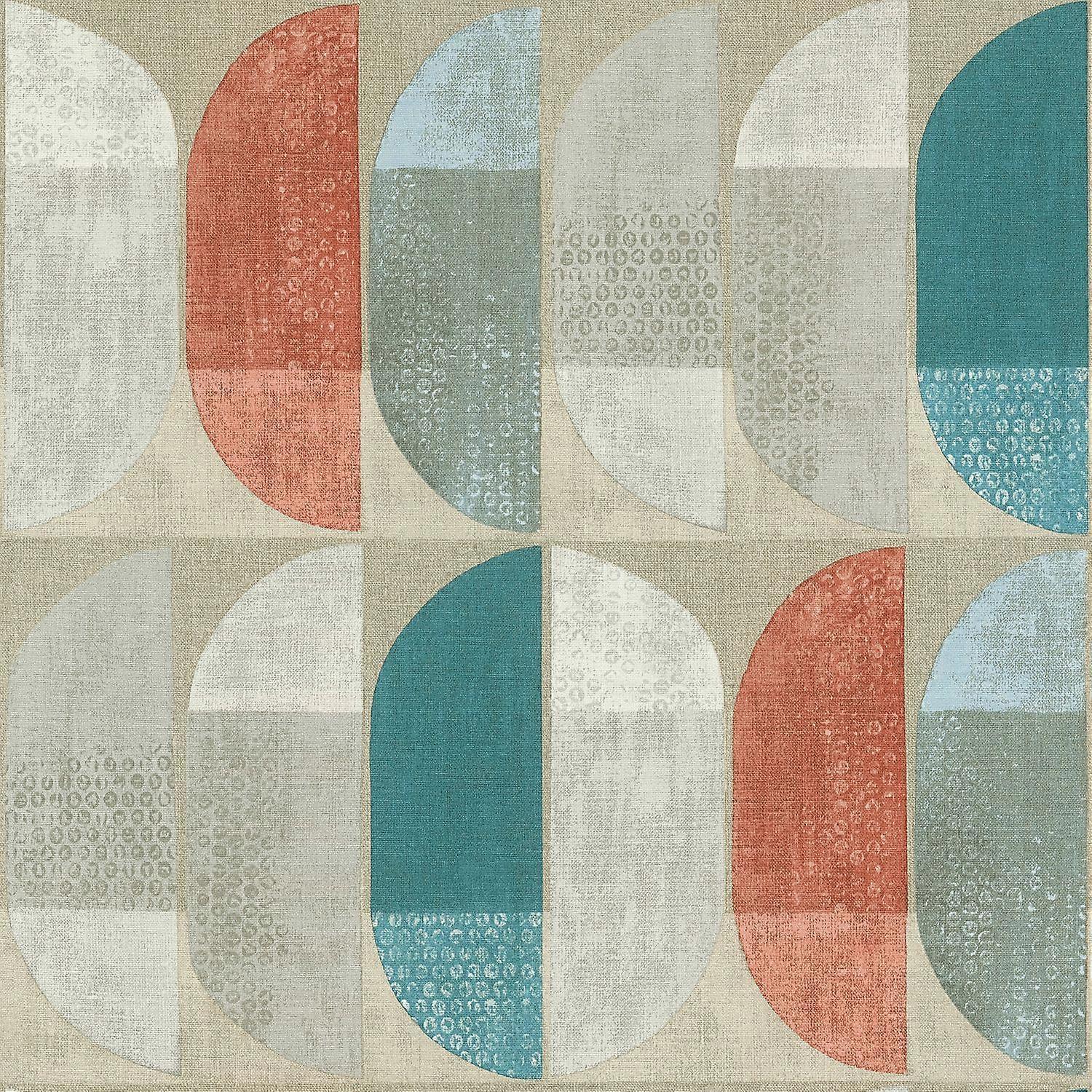 Graphic non-woven wallpaper wall Profhome 375311-GU slightly textured with graphical pattern matt beige red blue