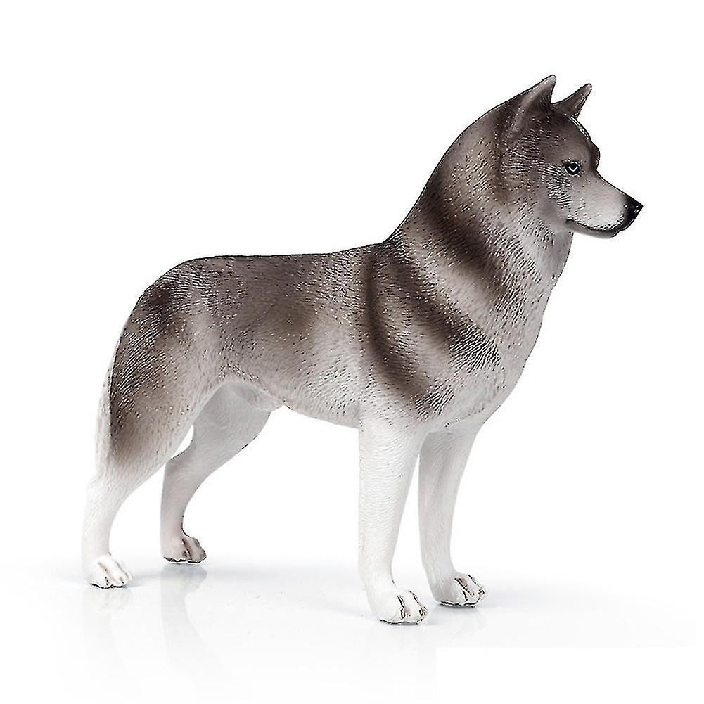 Grey Simulation Husky Dog Plastic Decor Children Toy