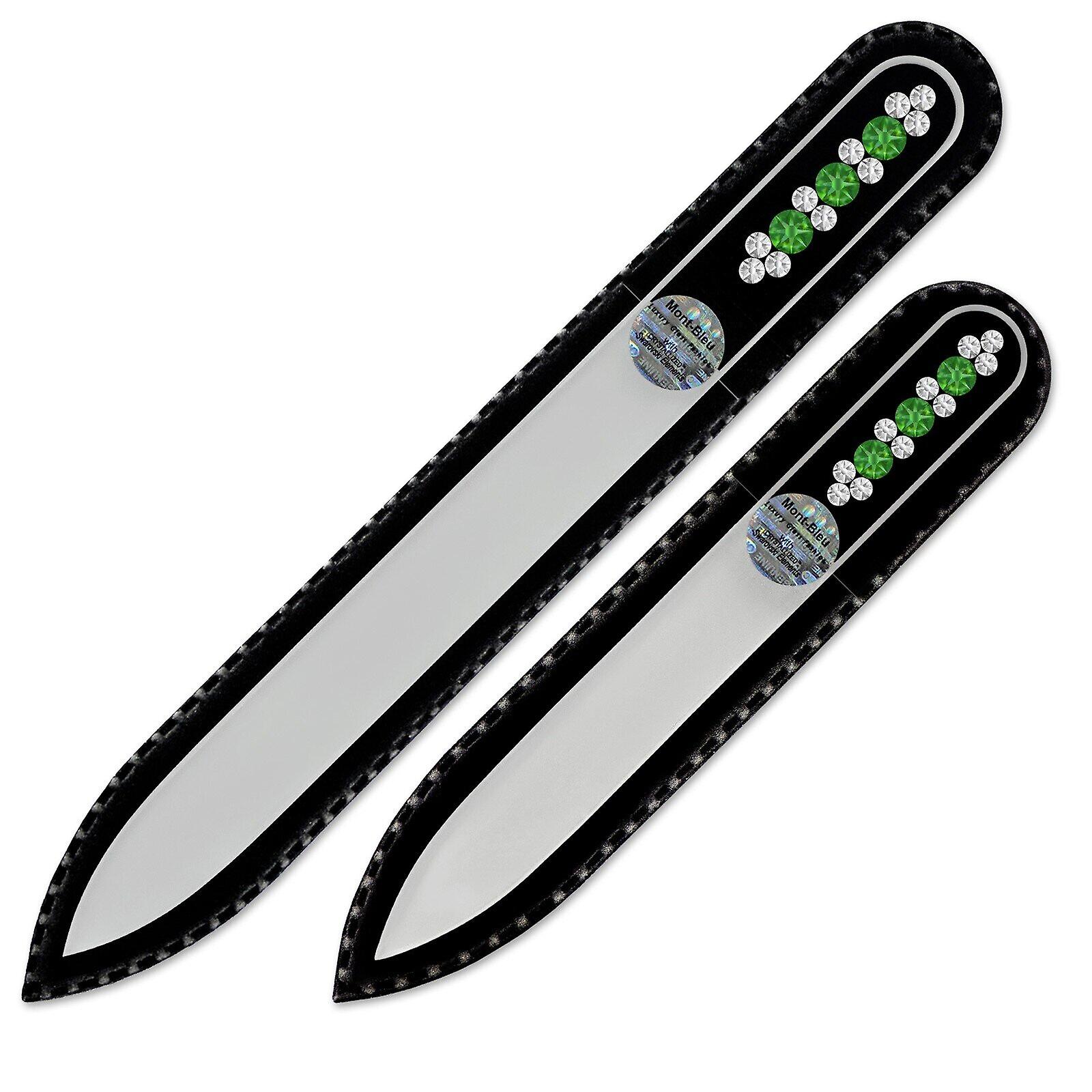 2-piece set with Hand Decorated Crystal Nail Files OR-MS - Fern Green - Crystal