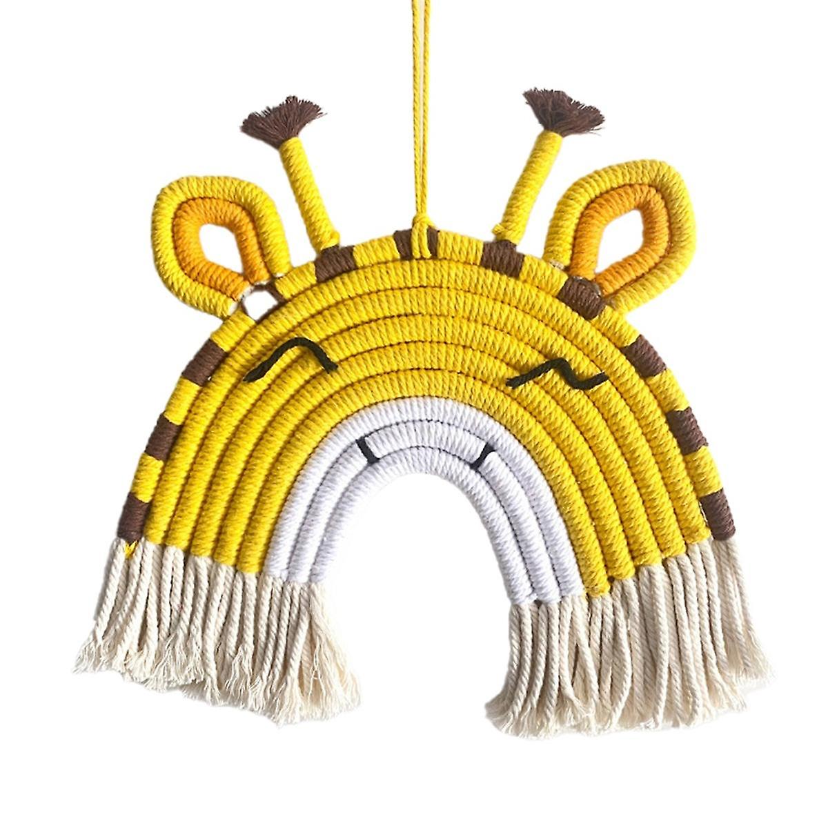 レインボーウォールハンギングマクラメ織りレインボーウォールハンギング手織りレインボーフォーン/ライオンレインボーウォールアートウォールデコレーション、B