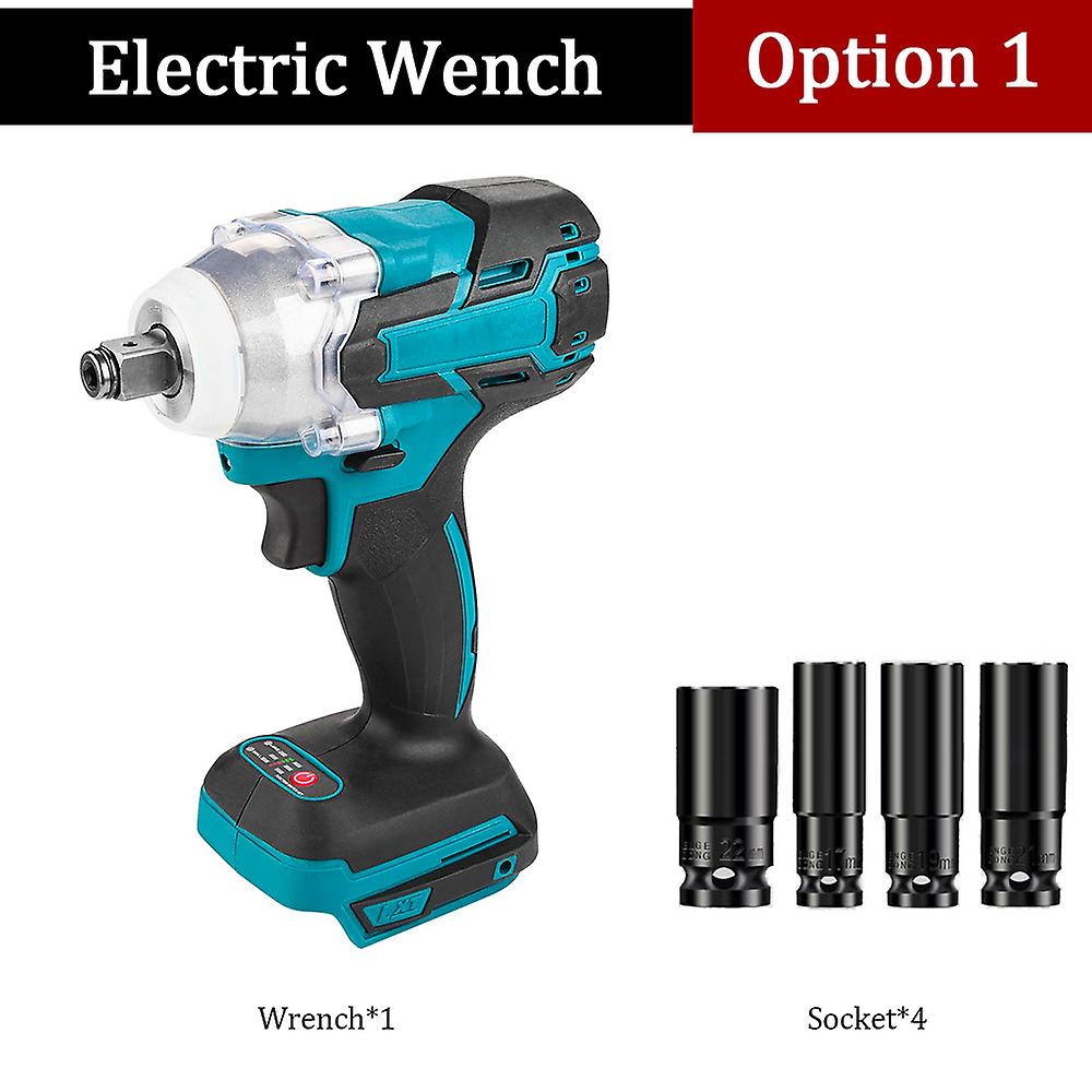 20v Brushless Electric Impact Wrench 520n.m 1/2 Inch Cordless Wrench With 4 Socket For Makita 18v Battery Power Tool