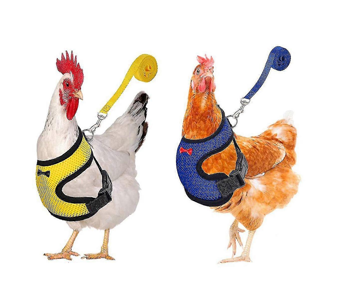 2pcsチキンハーネスとリーシュ、チキンダックガチョウのトレーニングとウォーキング用に特別に設計された調整可能な通気性ハーネス、快適なSi