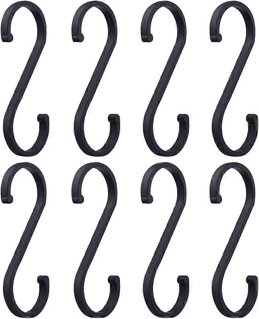 8 Pieces S-Hooks 80mm S-Shape Aluminum Hooks Multi-Function Hook for Kitchen, Bathroom(Black)