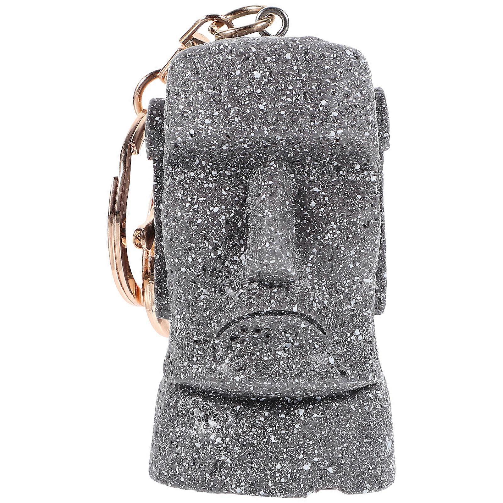 Moai Keychain Bag Backpack Hanging Keychain Moai Head 3D Figurine Keyring