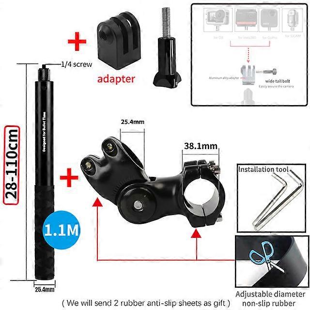 Motorcycle Bicycle Invisible Handlebar Mount Bracket Monopod For Gopro 10 9 Insta360 One X3 Rs X2 R Camera Moto Bike Accessories