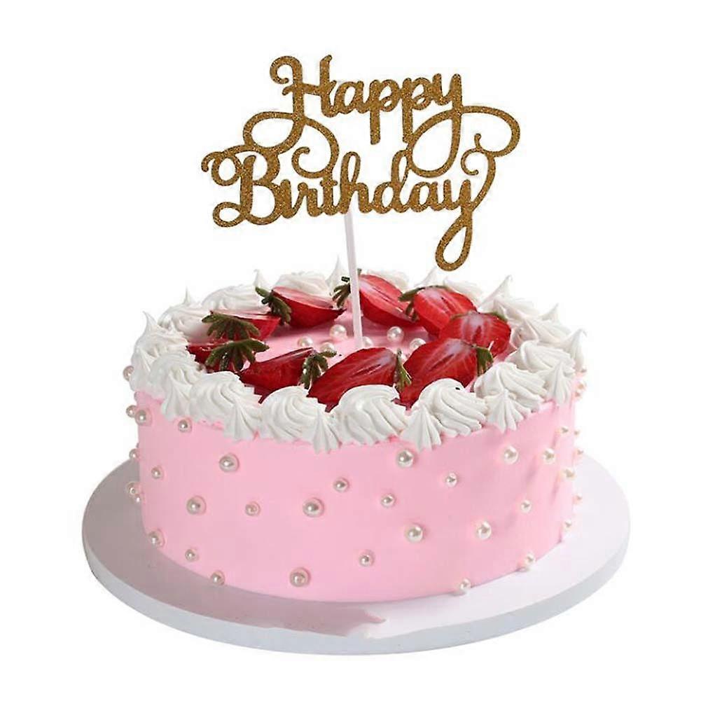 Artificial Fruit Cake Simulation Pink Strawberry Birthday Cake Food Model Party Decoration Replica Prop Display; 6 polegadas