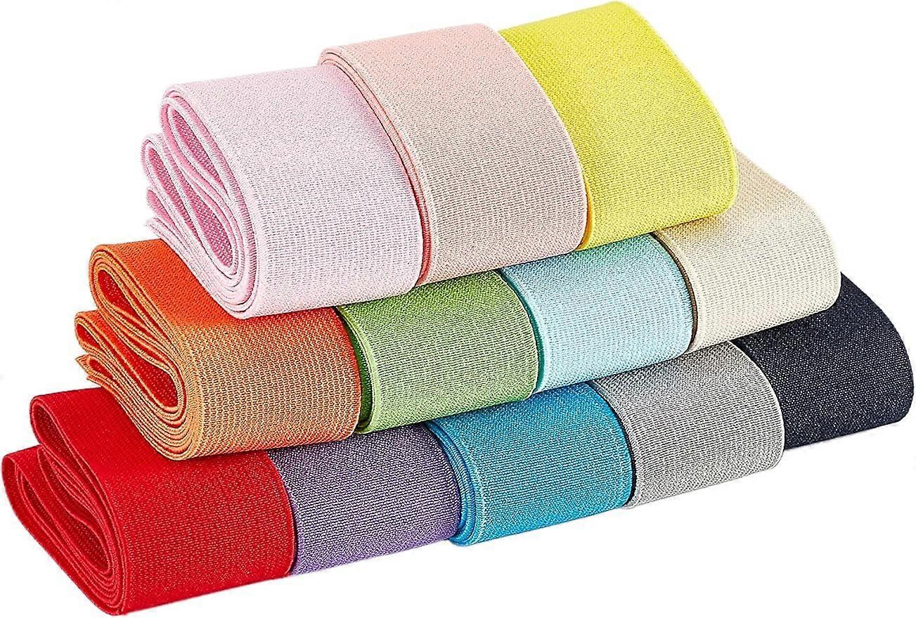 12-Colors 13 Yards Elastic Band 1-1/2 Inches Ribbon Stretch Elastic for Sewing Hair Tie Craft Project