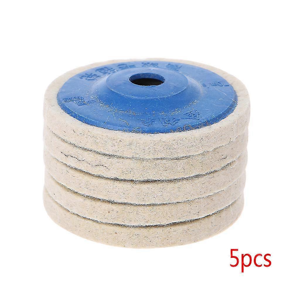 KINCJON 5pcs 4'' Round Polishing Wheel Felt Wool Buffing Polishers Pad Buffer Disc Tools