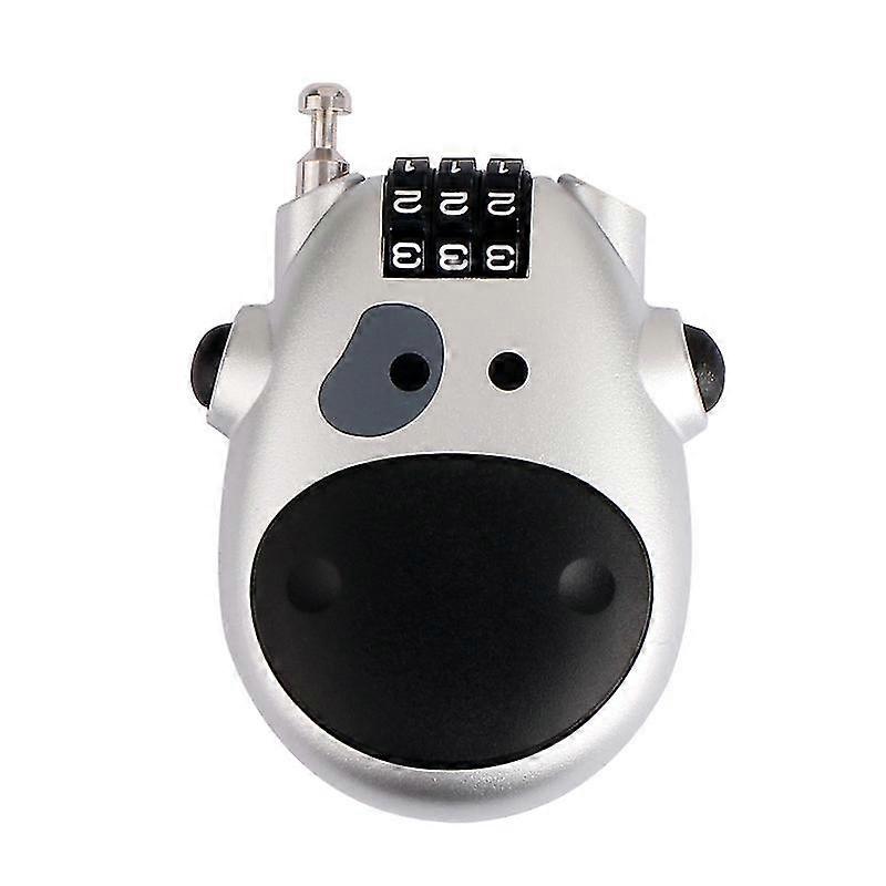 ミニヘルメットロック盗難防止3桁パスワード自転車ロックスクーターオートバイポータブルmtbロードバイクケーブルロック、シルバー