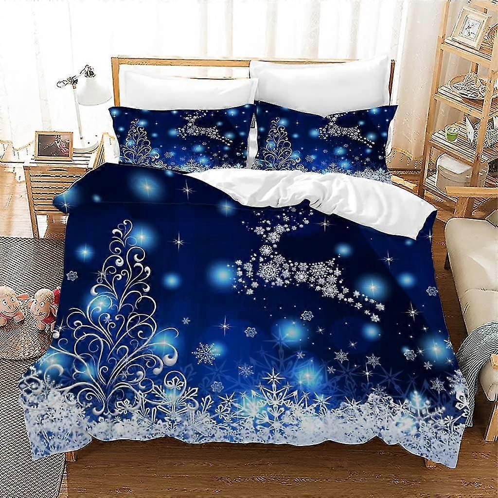 Tek Kişilik Nevresim Mavi Noel Desen Çocuk Ve Gençlik Nevresim Takımı - 1 Nevresim Tek Kişilik 135x200 cm 2 Yastık Kılıflı 50x75cm