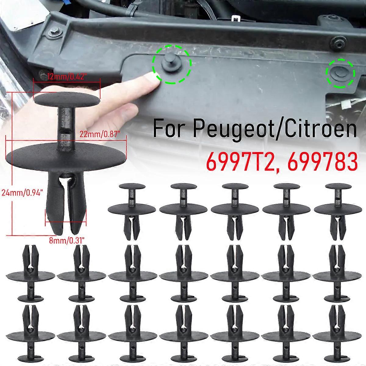 Car bumper clips for hood and mudguard, wheel passage, 6997T2 699783, Kit 206 207 307 308 3008, Crisals in C2 C3 C4 C6 C8 Fiat Scudo Ulysse