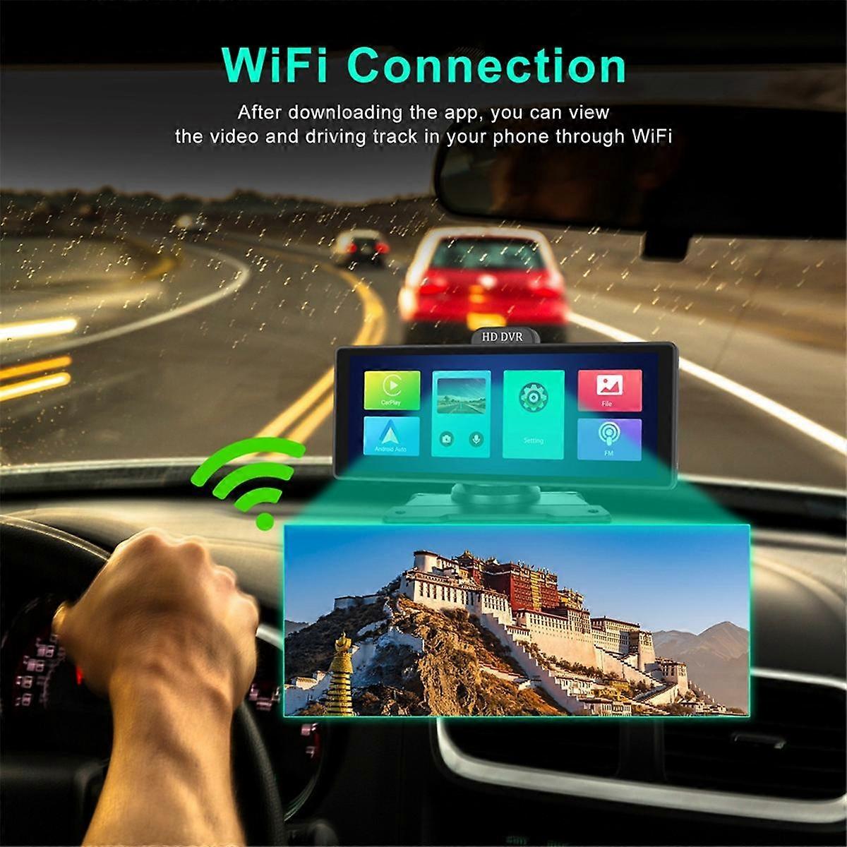 10.26In 4K DVR Car Monitor Carplay Android Auto Dashboard ADAS Dash Cam Dual Cameras GPS Navigation WIFI FM IPS Screen A