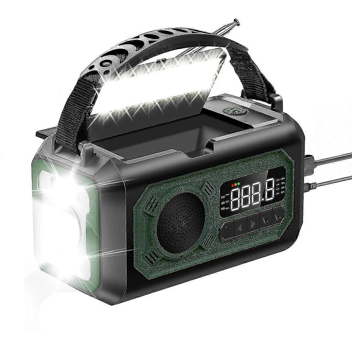 Radio di emergenza meteorologica da 12000 mAh, radio a manovella, radio solare, radio portatile AM/FM con torcia elettrica