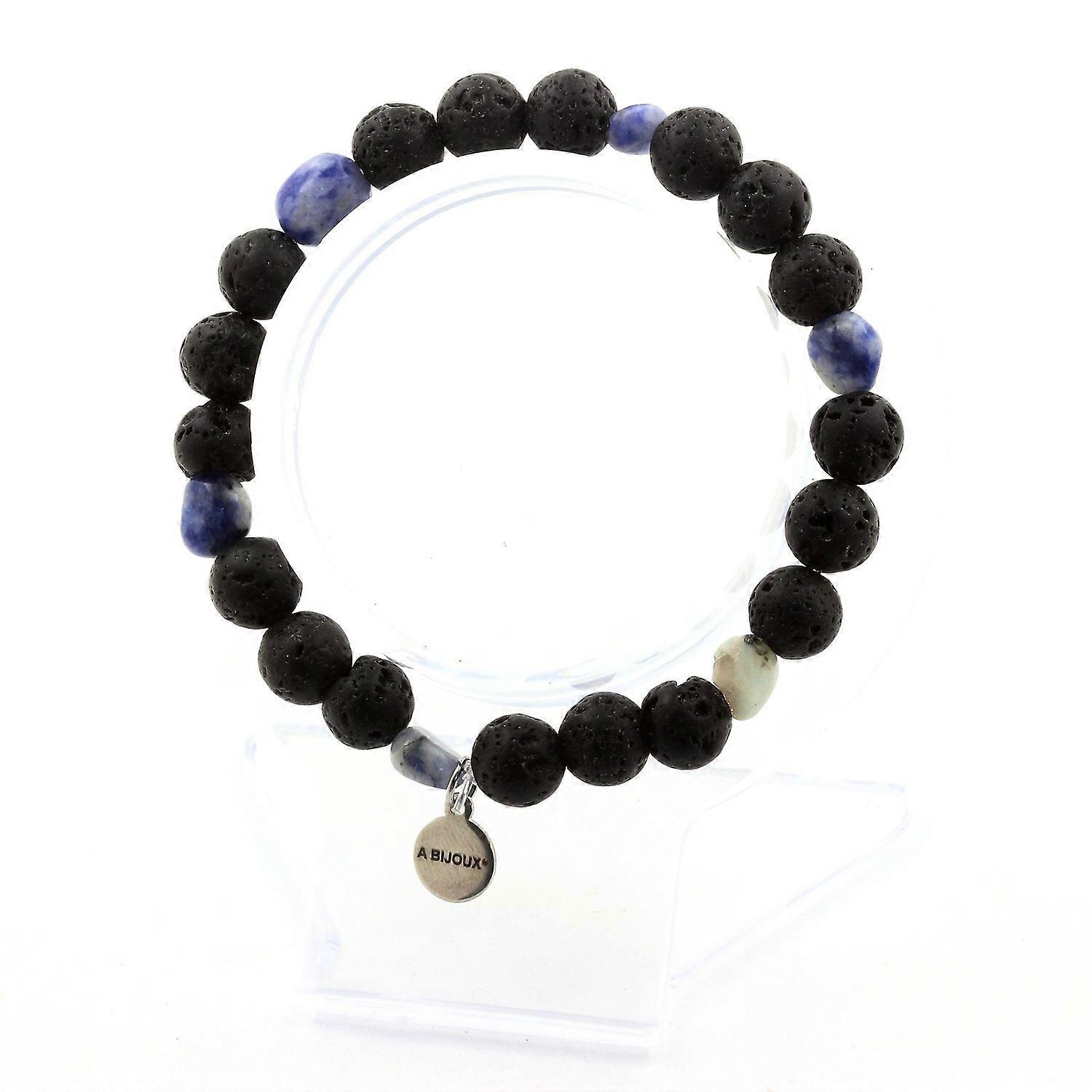 Blue Jasper Bracelet from South Africa + 8 mm Lava Beads