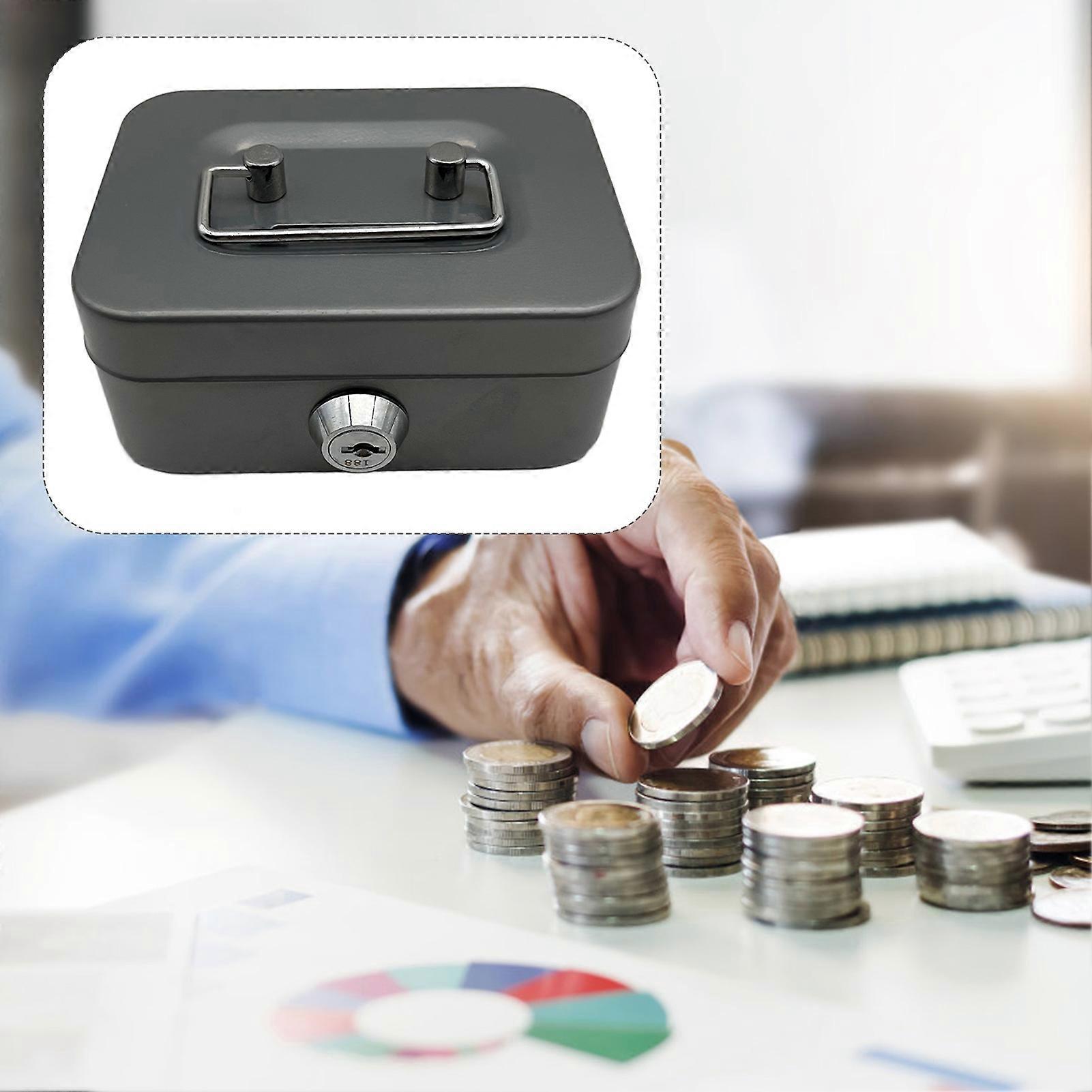 Metal Money Box with Key Safe Handle And Lock Design Metal Coin Bank for Collecting Cash Saving Box