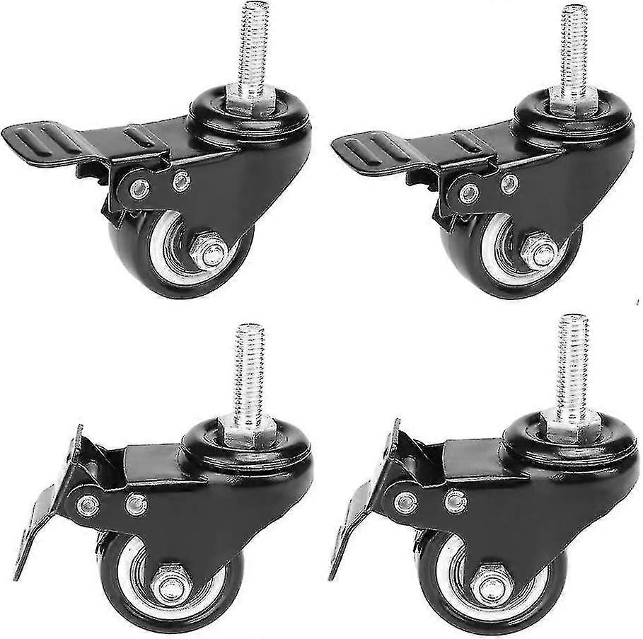 4 Pack, 1.5" Swivel Locking Polyurethane Caster Locking On Swivel Stem For Carts, Furniture, Trolley, Workbench (threaded Stem: M8*25mm)