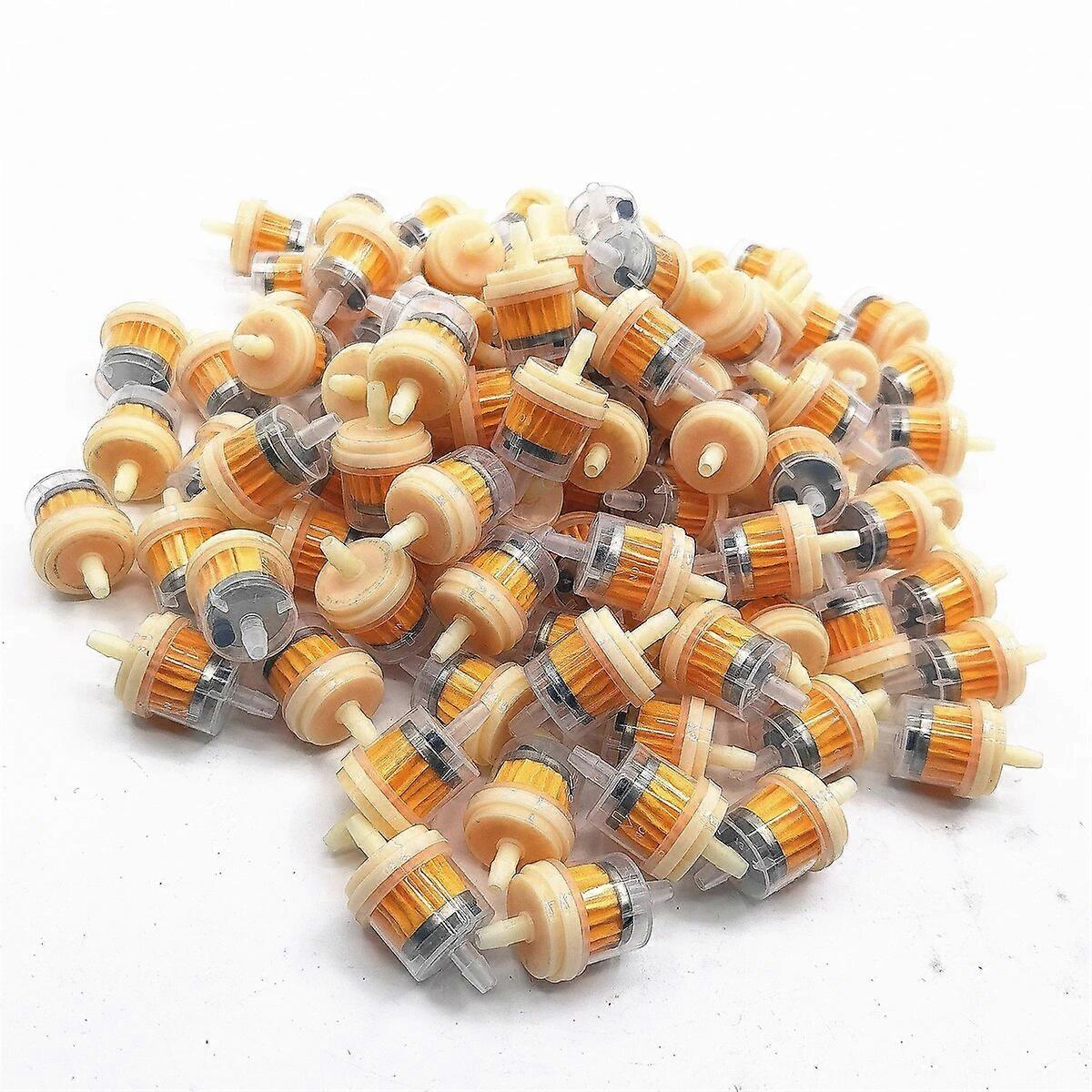 50pcsユニバーサルオートバイガソリンガス燃料スクーターオートバイモペットスクーターダートバイクATV燃料フィルター用ガソリンオイルフィルター