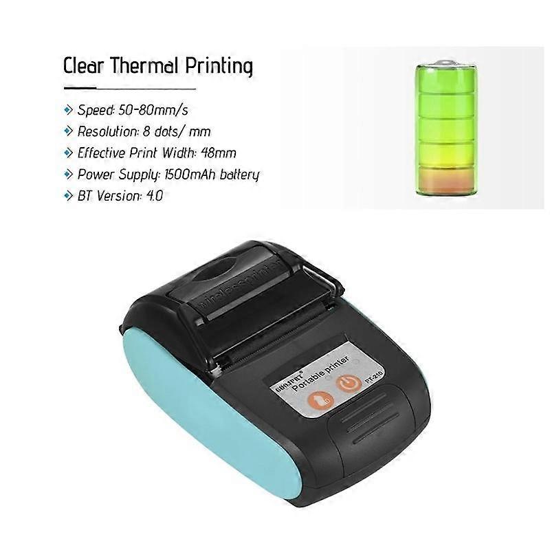PT-210 Portable Thermal Printer Handheld 58mm Receipt Printer for Retail Restaurants Factories Log