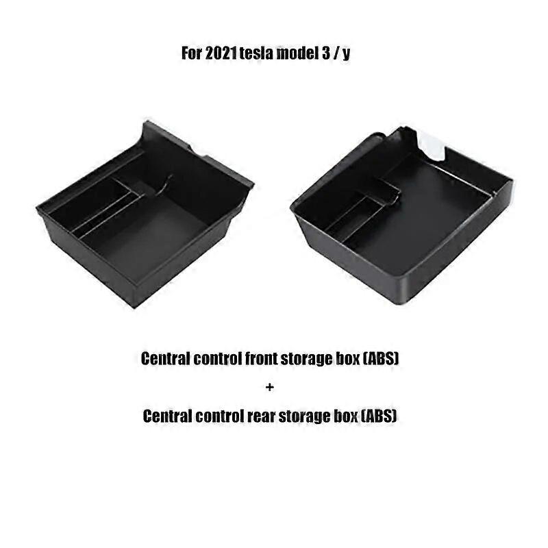 Car Central Armrest Storage Box For Tesla Model 3 / Y Hidden Box Cup Holder Flocking Organizer Containersr