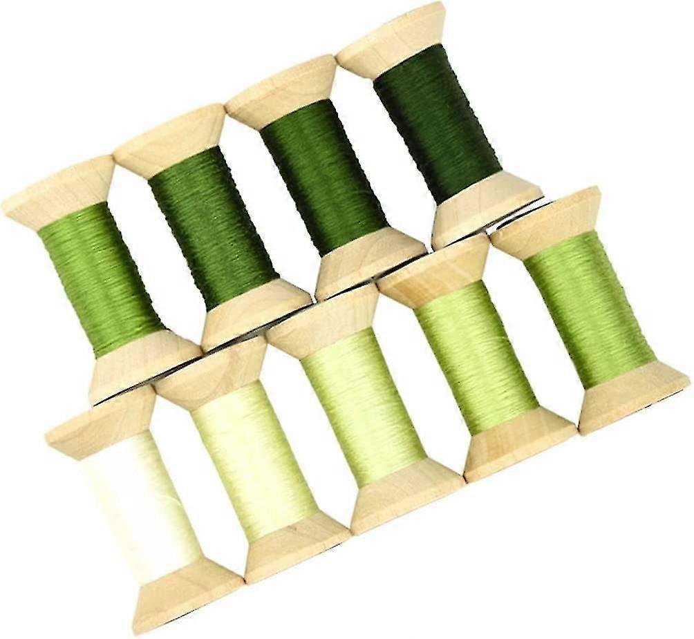 Natural 100% Mulberry Silk Handmade Embroidery Thread,9 Spools Each 24 Yards (limegreen Gradient)