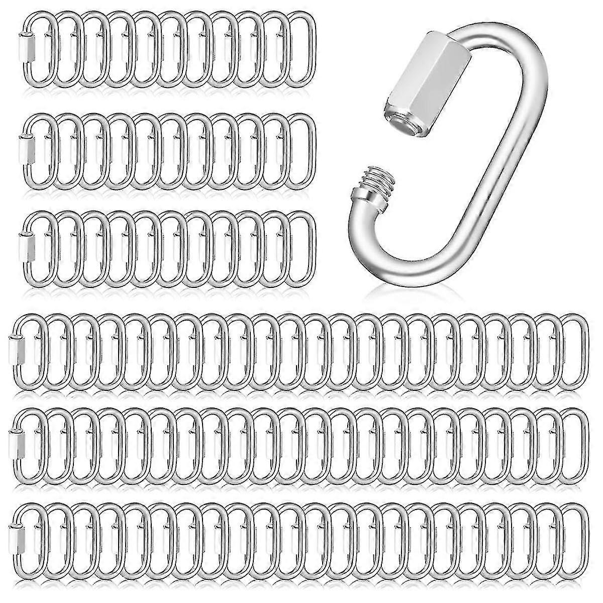100 Pcs Quick Chain Link Heavy Duty Quick D Shape Link Connector Link For Chains Hammock Gym Outdoor Traveling Equipment