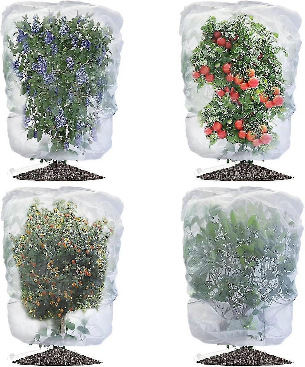 4pcs τσάντα αλιείας με δίχτυα εντόμων, δίχτυα πουλιών για την προστασία κήπων, φράγμα παρασίτων με το φράγμα κουδουνιών προστασίας δακτυλίων με κορδόνι περίσφιξης