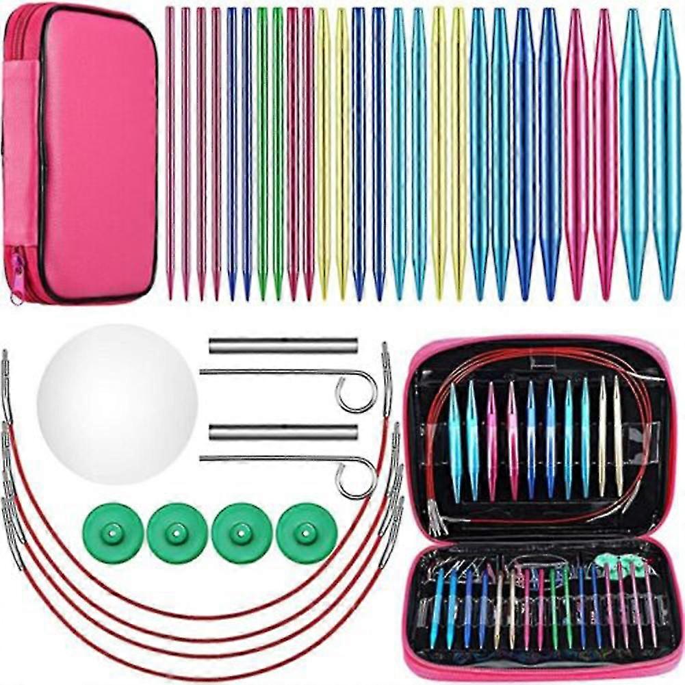 طقم إبرة حياكة دائرية ملونة مع 13 زوجا متعدد الوظائف ملحق خياطة كروشيه محبوك