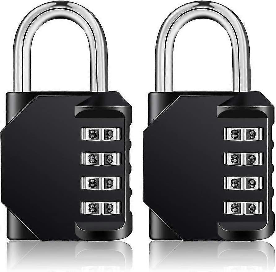 Padlock Combination Locks 2 Pieces, Locks With Number Code 4 Digits, Curtains Combination Lock Locker For Gym, Combination Padlocks Weatherproof (blac