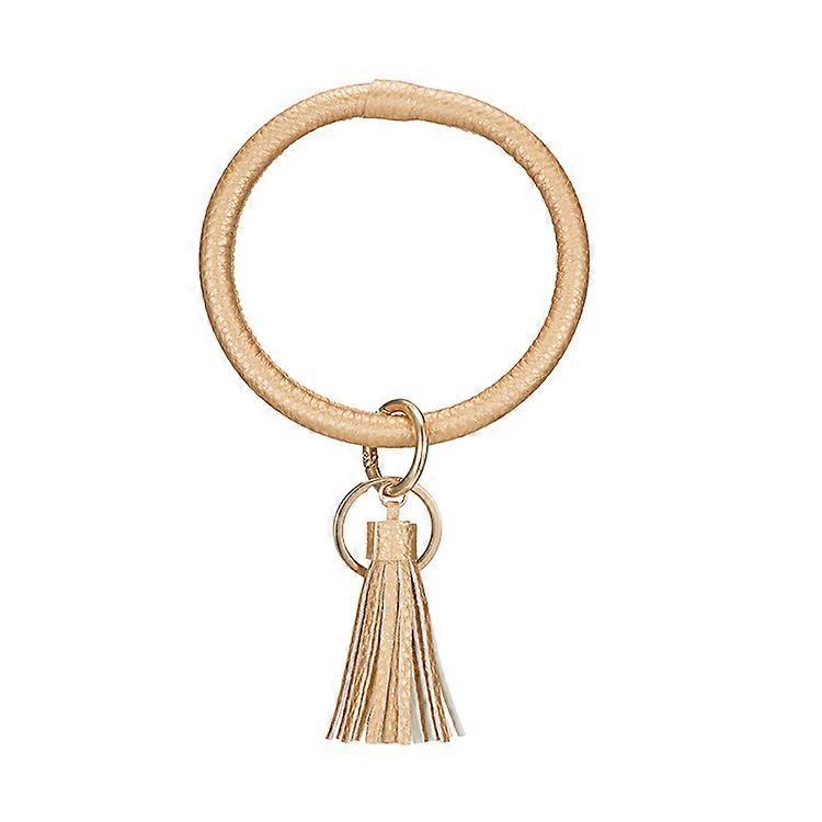 Large Circle Key Ring Leather Tassel Bracelet