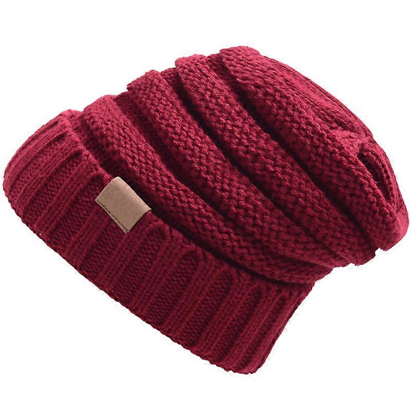Womens Knitted Hat Ladies Slouch Stretch Beanie Cap Winter Warm