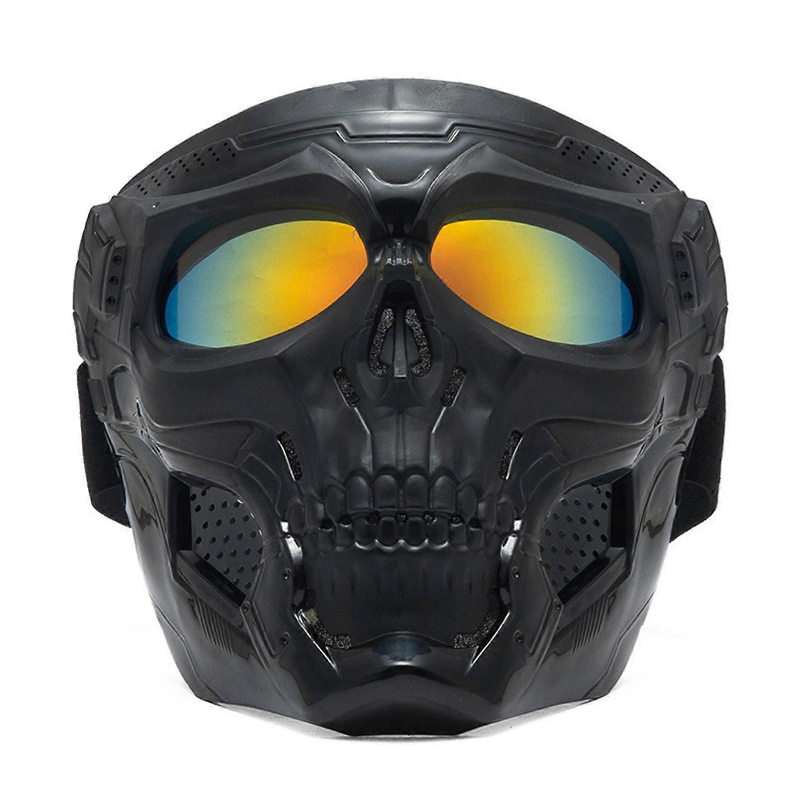 Motorcycle Face Guard with Colored Goggles Adjustable Comfortable Fit Windproof Protective Face Protector Cycling Accessories KAESI