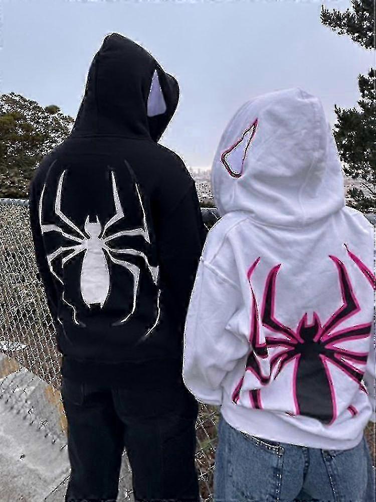 הדפסת עכביש כהה קפוצ'ון סווטשירט סוודר היי סטריט רטרו משוחרר היפ הופ פאנק ריקוד Kpop ריקוד חורף שרוול ארוך חולצות