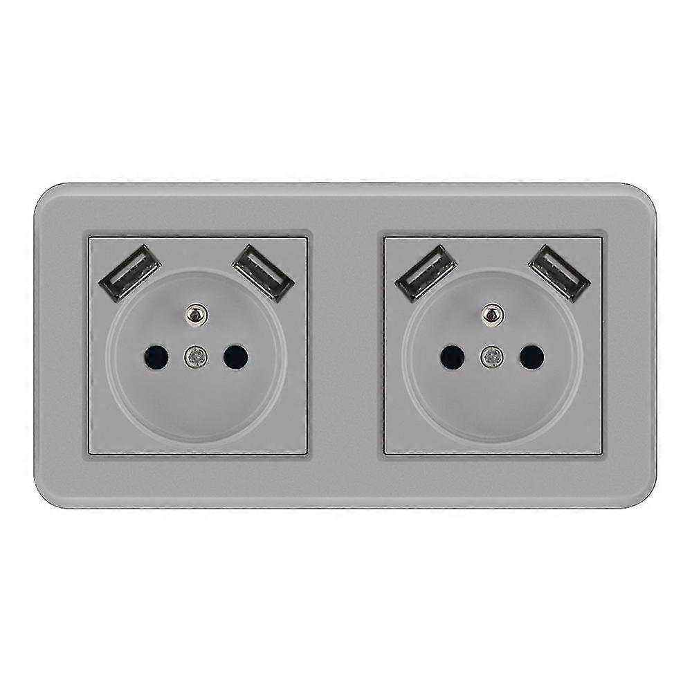 French Socket 16a European Socket Type 82 Recessed Wall Socket Pc Gray Paint 8.2*8.2 Cm E